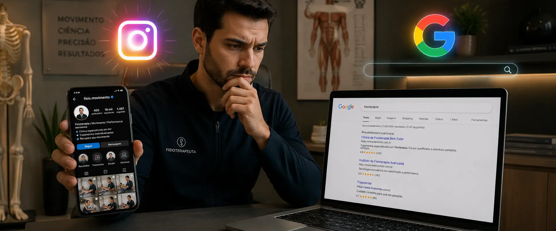 Por que sua clínica aparece no Instagram, mas não no Google?